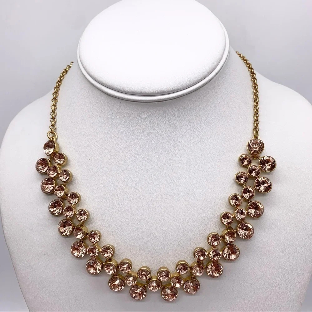 J. Crew Peach Crystal Gold Brulee Necklace NWT